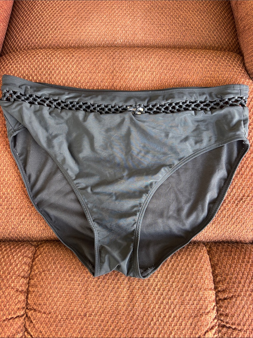 Time and Tru Black Crochet Waist Bikini Bottoms